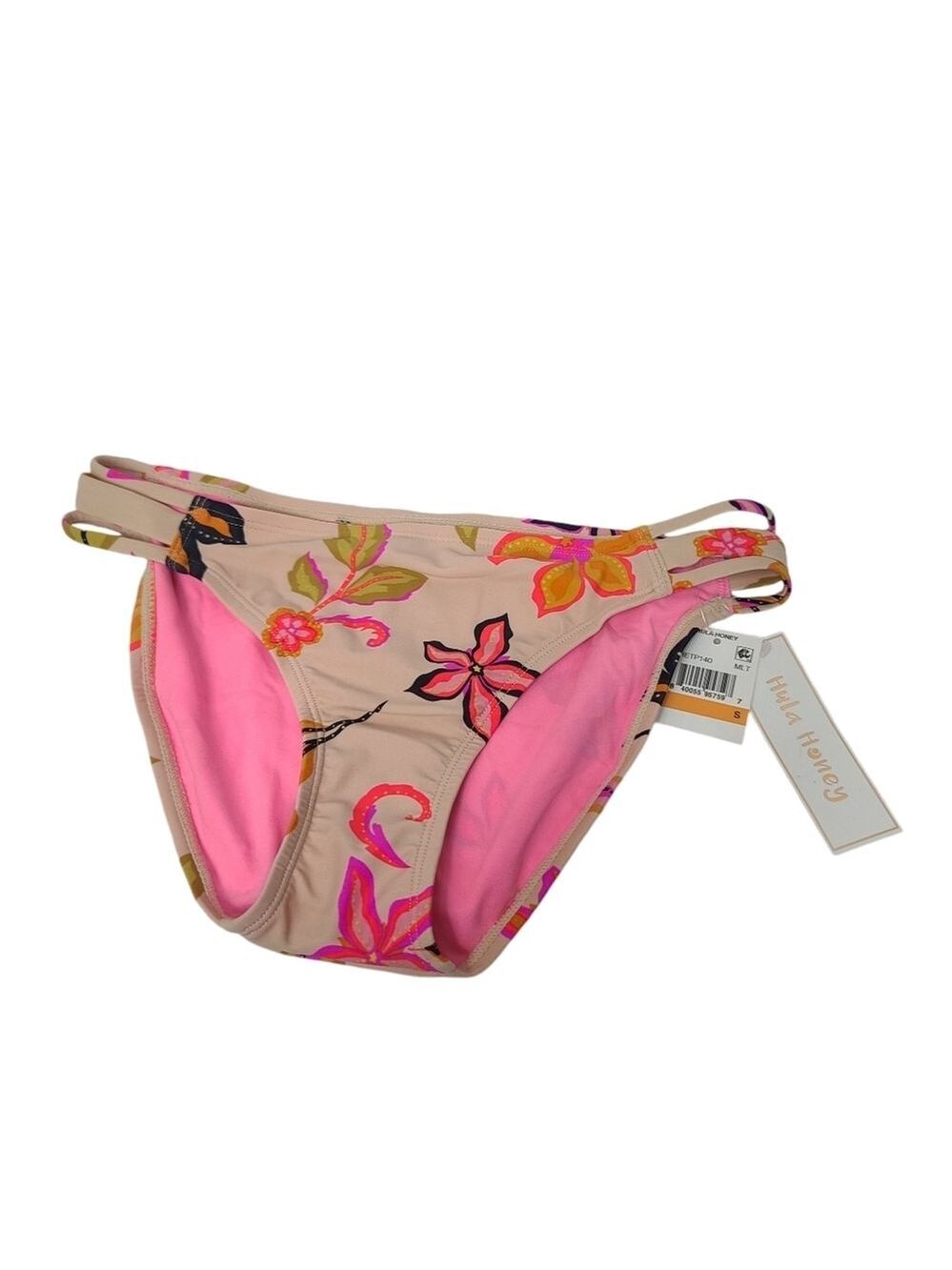 NWT Hula Honey Floral Tropical Print Side Cut Out Bikini Bottom S